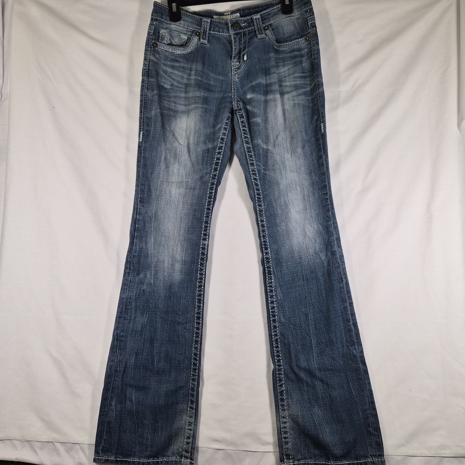 Y2k Big Star Jeans Womens 28l Bootcut Flare Light Wash Distressed Whiskered